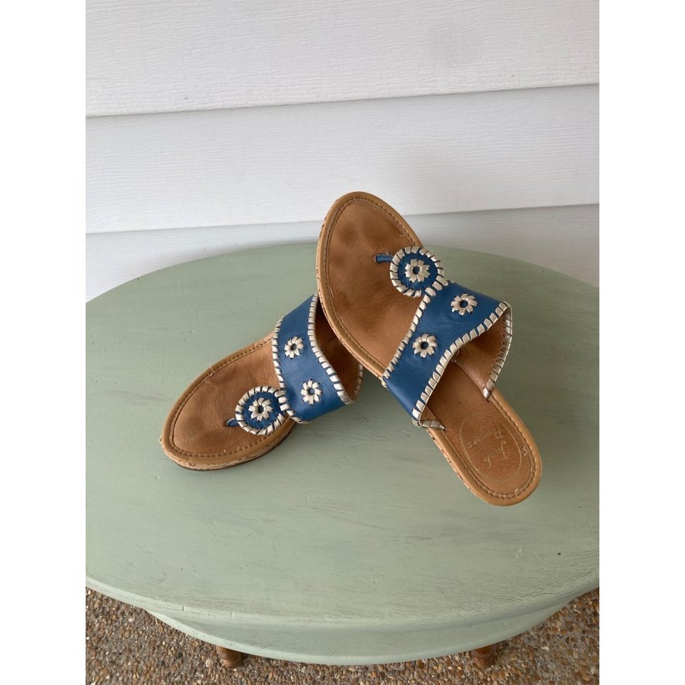 Vintage Jack Rogers blue leather wedge sandals